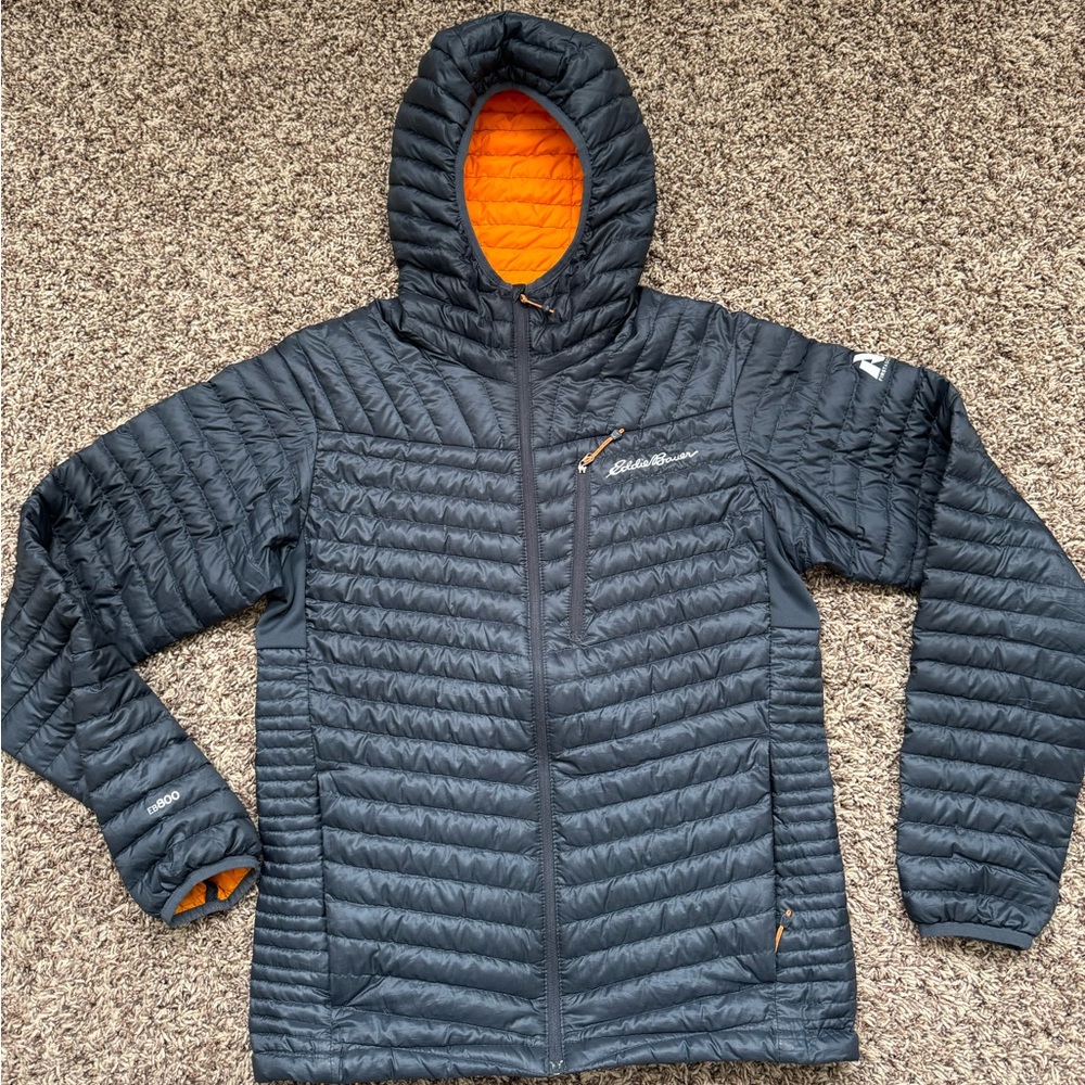Eddie Bauer Men’s MicroTherm 2.0 Down Hooded Jacket First Ascent - Small, Storm